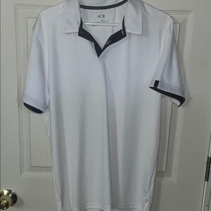 Oakley White Polo with Black Trim Men’s Golf Shirt